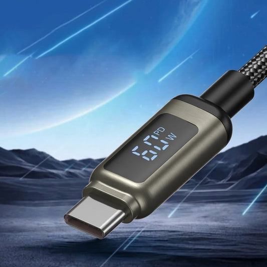 Data- og ladekabel USB-C - USB-C Lito LD15 Display, 60W, 1m, Svart