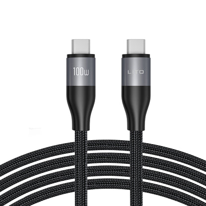 Data- og ladekabel USB-C - USB-C Lito LD25CC, 100W, 2m, Grå