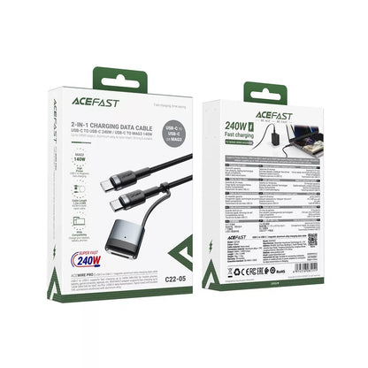 Acefast Ladekabel, USB-C - USB-C / MagSafe 3, 240W, 1.2m, Svart