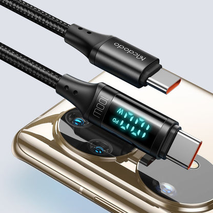 USB-C til USB-C data- og ladekabel McDodo CA-1100 Display, 100W, 1.2m, Svart