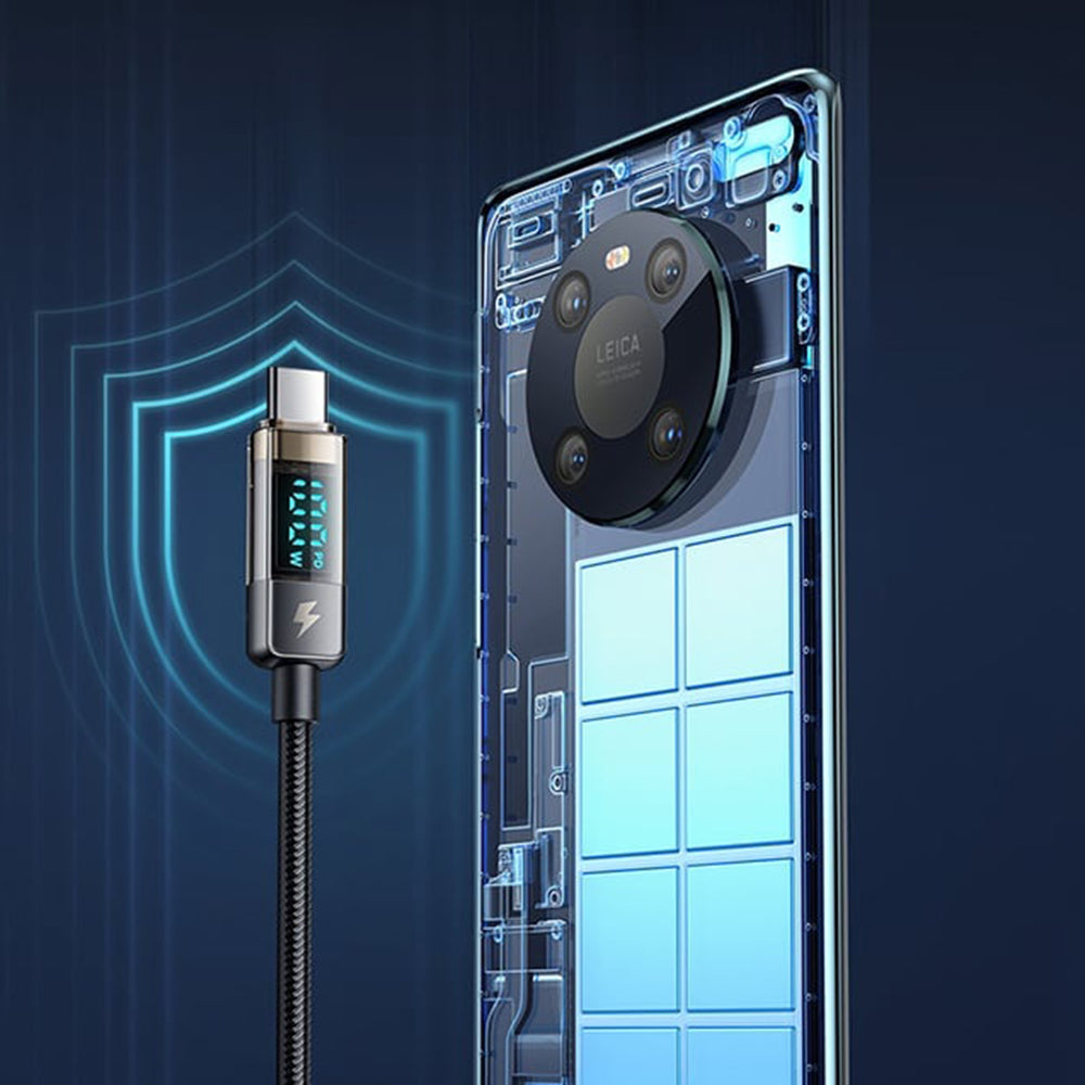 USB-C data- og ladekabel - USB-C McDodo CA-3610 Display Auto Power Off, 100W, 1.2m, Svart