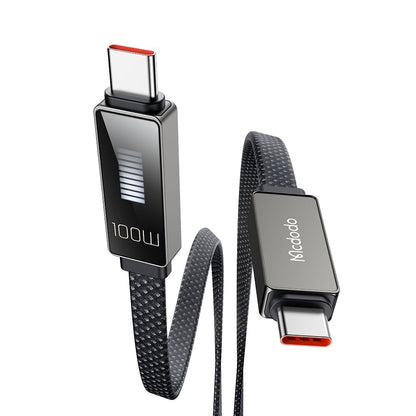 USB-C til USB-C data- og ladekabel McDodo CA-4470 Rythm Display, 100W, 1.2m, Svart