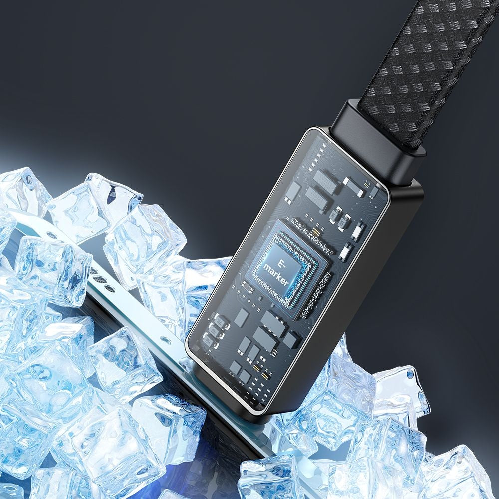 USB-C til USB-C data- og ladekabel McDodo CA-4470 Rythm Display, 100W, 1.2m, Svart