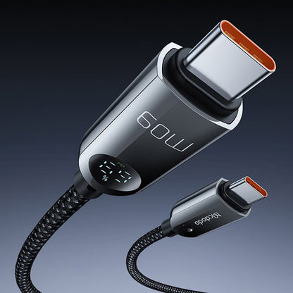 USB-C - USB-C McDodo CA-4780 Display data- og ladekabel, 60W, 1.2m, Svart