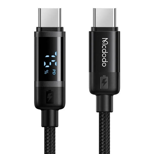 USB-C til USB-C data- og ladekabel McDodo CA-5780 Bat Display, 60W, 1.2m, Svart