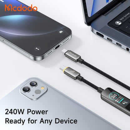USB-C Data- og ladekabel - USB-C McDodo CA-8750 Display, 240W, 1,2m, svart