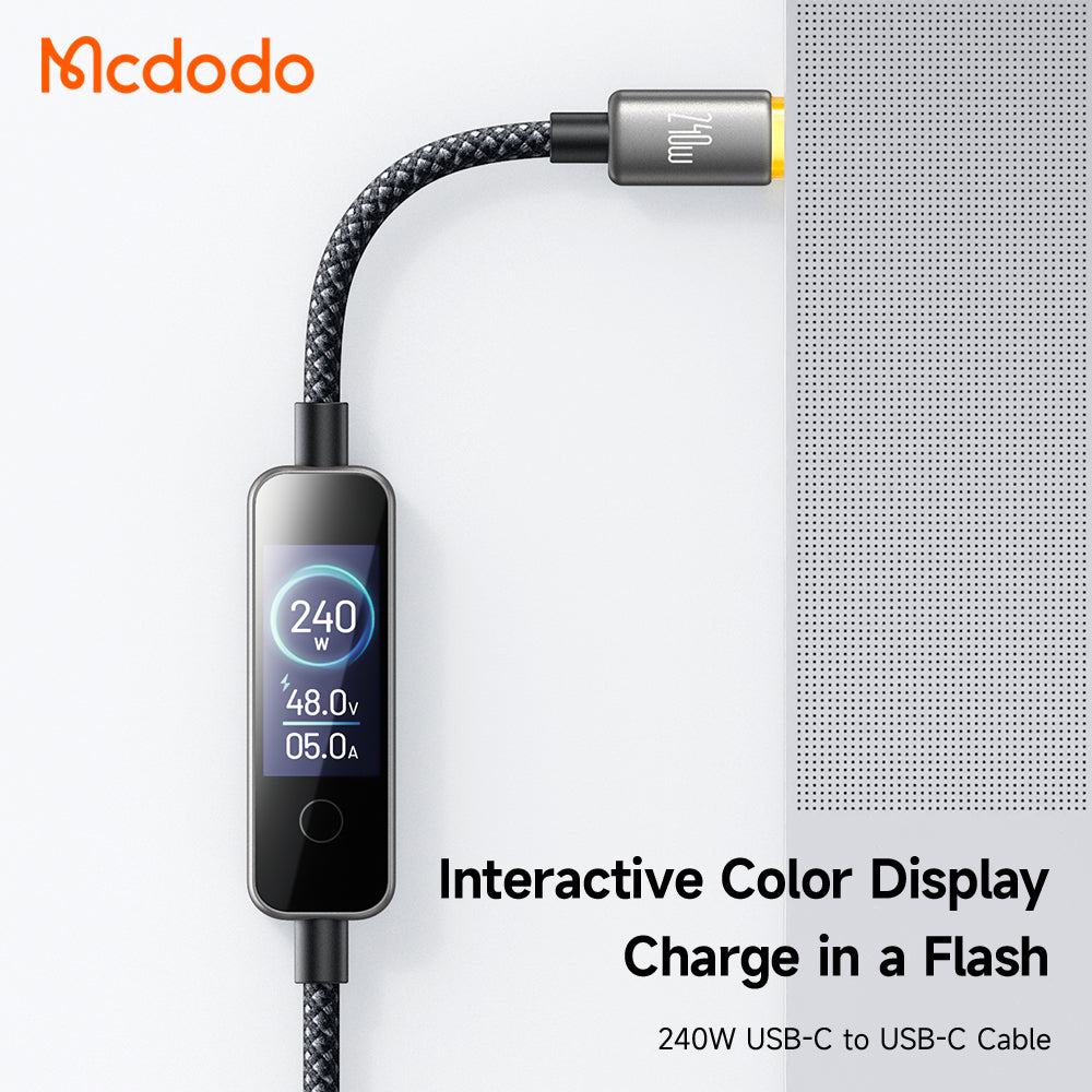 USB-C Data- og ladekabel - USB-C McDodo CA-8750 Display, 240W, 1,2m, svart