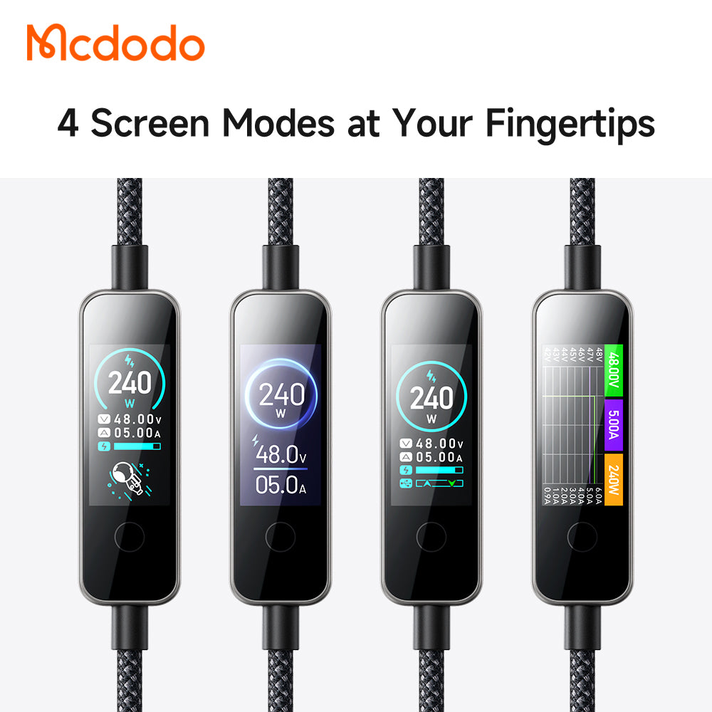 USB-C Data- og ladekabel - USB-C McDodo CA-8750 Display, 240W, 1,2m, svart