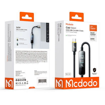 USB-C Data- og ladekabel - USB-C McDodo CA-8750 Display, 240W, 1,2m, svart