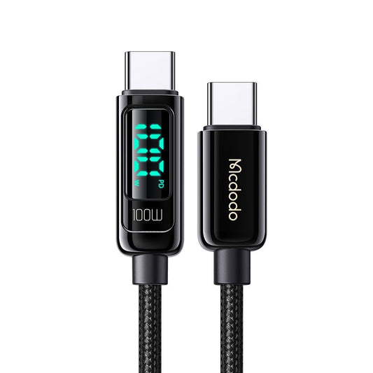 Data- og ladekabel USB-C - USB-C McDodo CA-8820 Display, 100W, 1.2m, Svart