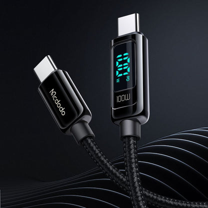 Data- og ladekabel USB-C - USB-C McDodo CA-8820 Display, 100W, 1.2m, Svart