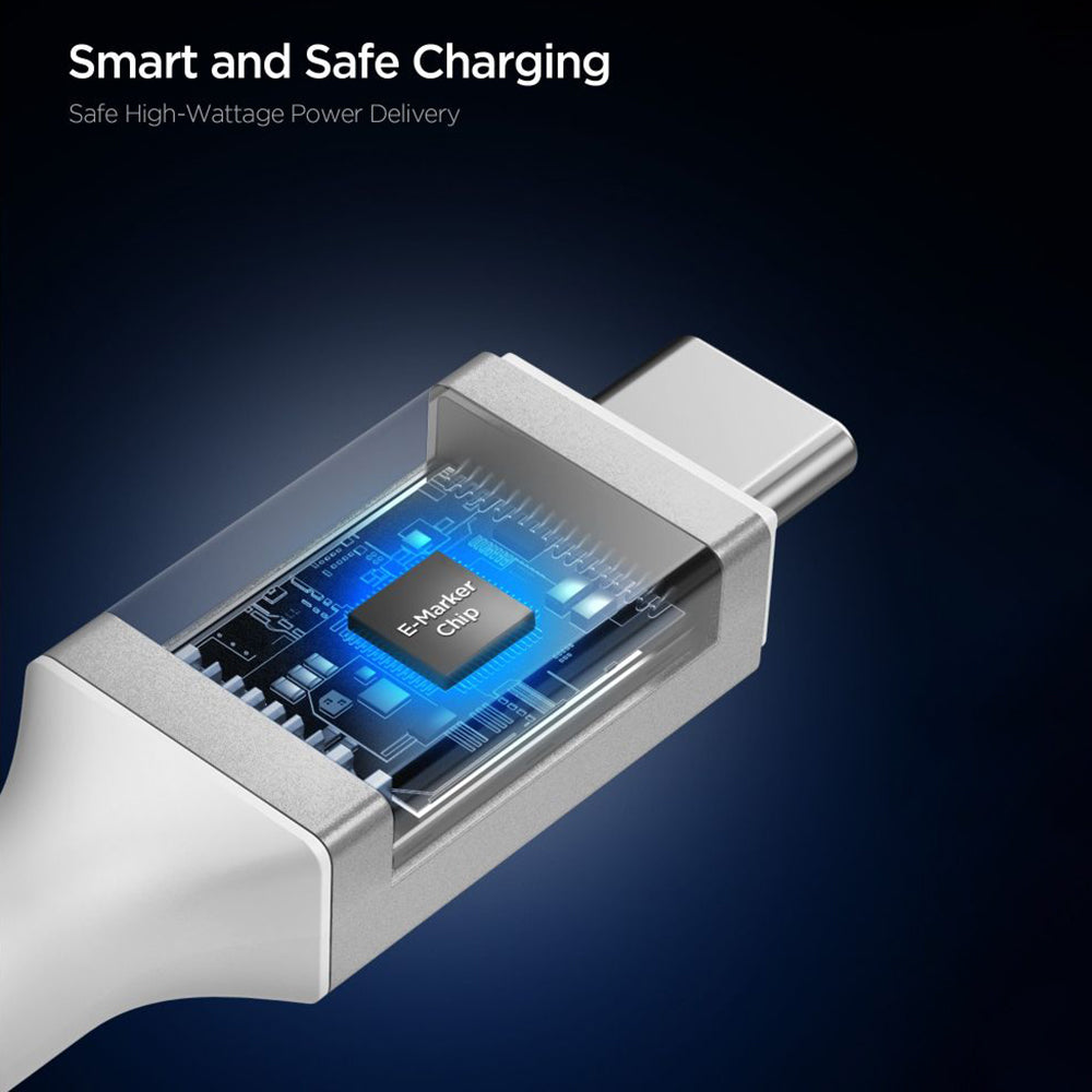 USB-C data- og ladekabel - USB-C Spigen EB10010CC, 100W, 1m, Hvit