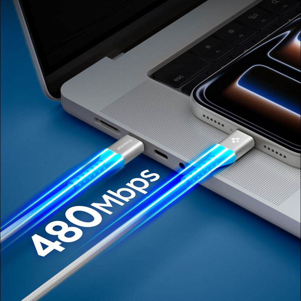 USB-C Data- og Ladekabel - USB-C Spigen EB10010CCA, 100W, 1m, Hvit ACA11102