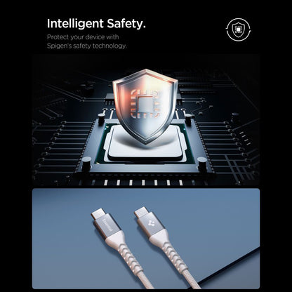 USB-C Data- og Ladekabel - USB-C Spigen EB10010CCA, 100W, 1m, Hvit ACA11102