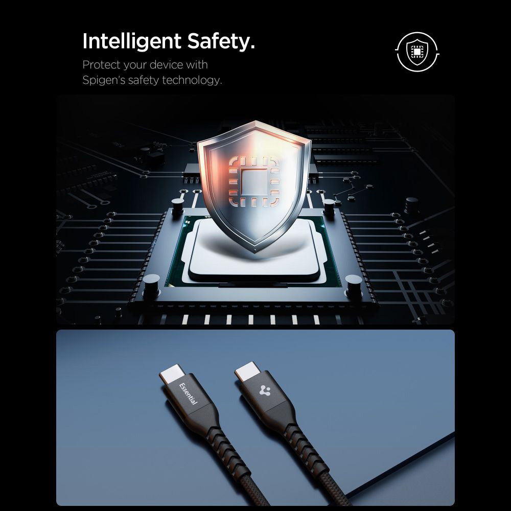 Data- og ladekabel USB-C - USB-C Spigen EB10010CCA, 100W, 1m, Svart ACA11103