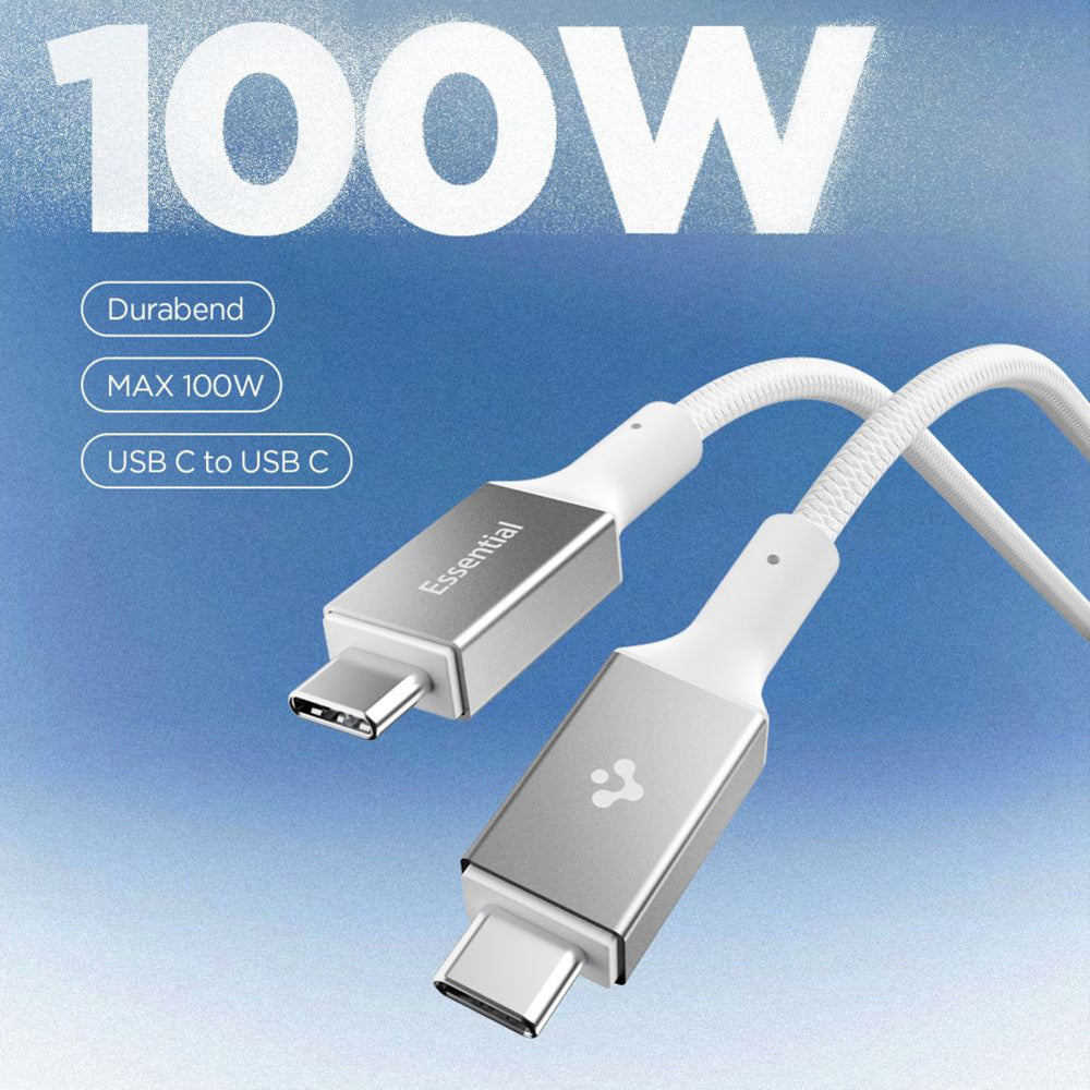 Data- og ladekabel USB-C - USB-C Spigen EB10015CC, 100W, 1.5m, Hvit ACA10420