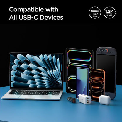 Data- og ladekabel USB-C - USB-C Spigen EB10015CC, 100W, 1.5m, Hvit ACA10420