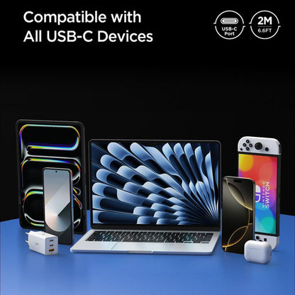 USB-C data- og ladekabel - USB-C Spigen EB10020CC, 100W, 2m, Hvit