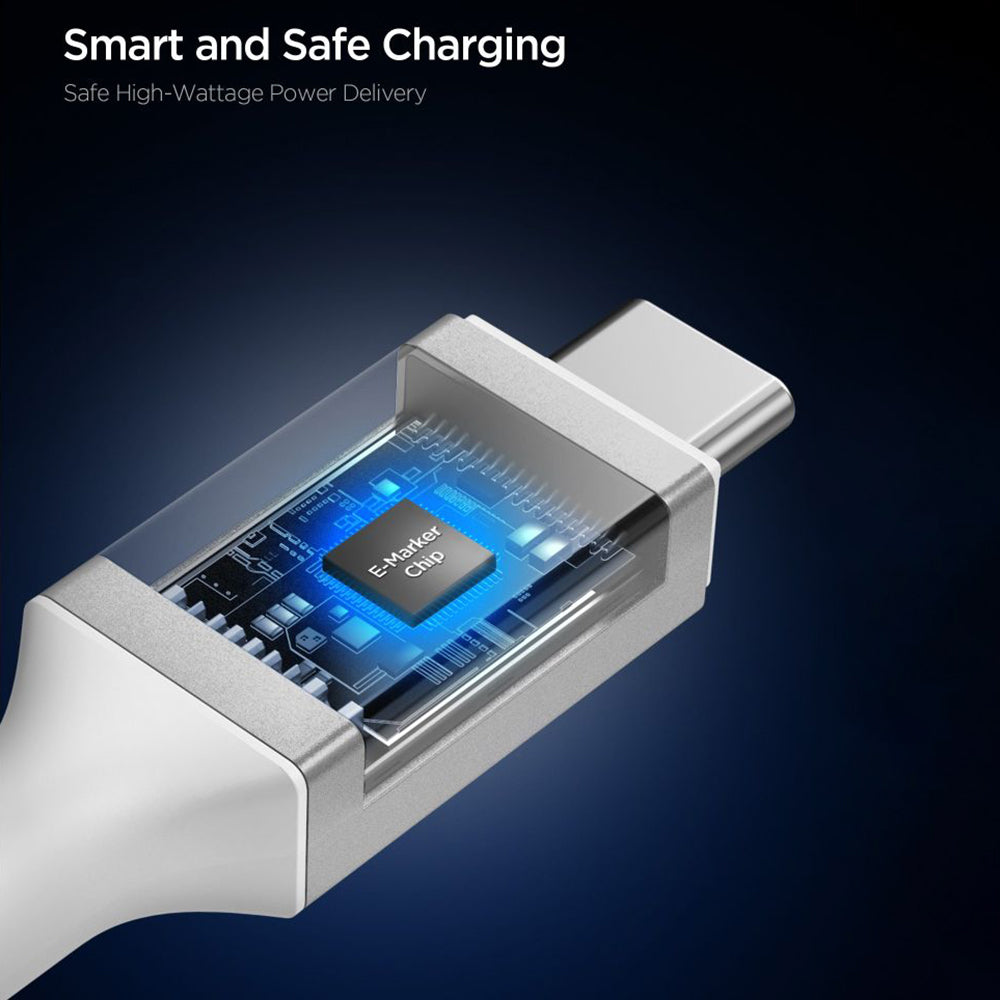 USB-C data- og ladekabel - USB-C Spigen EB10020CC, 100W, 2m, Hvit