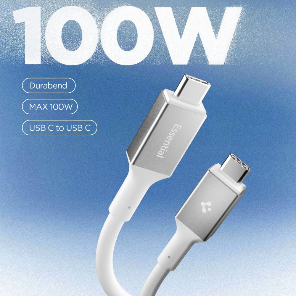 USB-C data- og ladekabel - USB-C Spigen EB10020CC, 100W, 2m, Hvit
