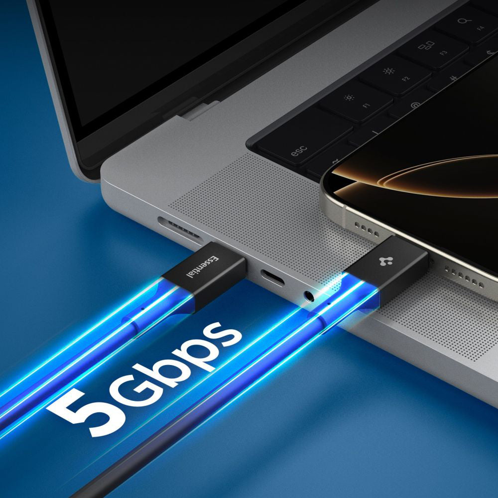 Data- og ladekabel USB-C - USB-C Spigen EB10020CC, 100W, 2m, Svart