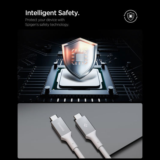 Data- og ladekabel USB-C - USB-C Spigen EB24012CC, 240W, 1.2m, Hvit