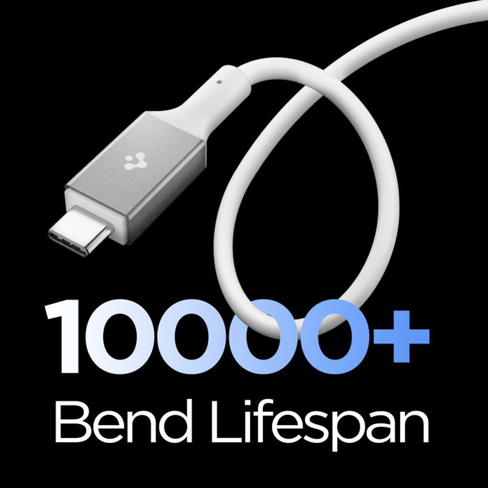 Data- og ladekabel USB-C - USB-C Spigen EB24012CC, 240W, 1.2m, Hvit