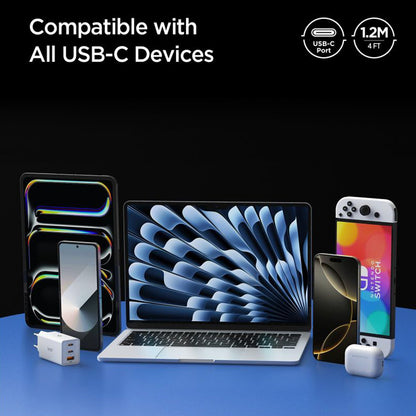 Data- og ladekabel USB-C - USB-C Spigen EB24012CC, 240W, 1.2m, Hvit