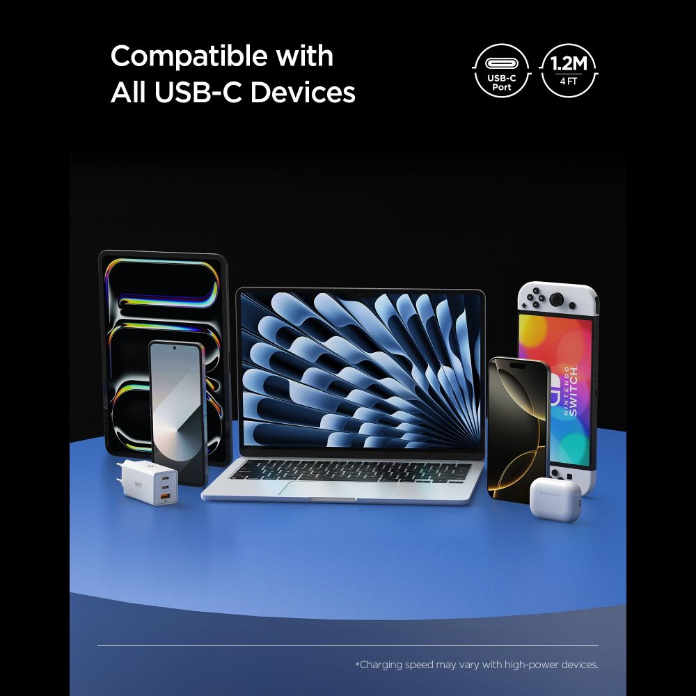 USB-C data- og ladekabel - USB-C Spigen EB24012CC, 240W, 1.2m, Svart