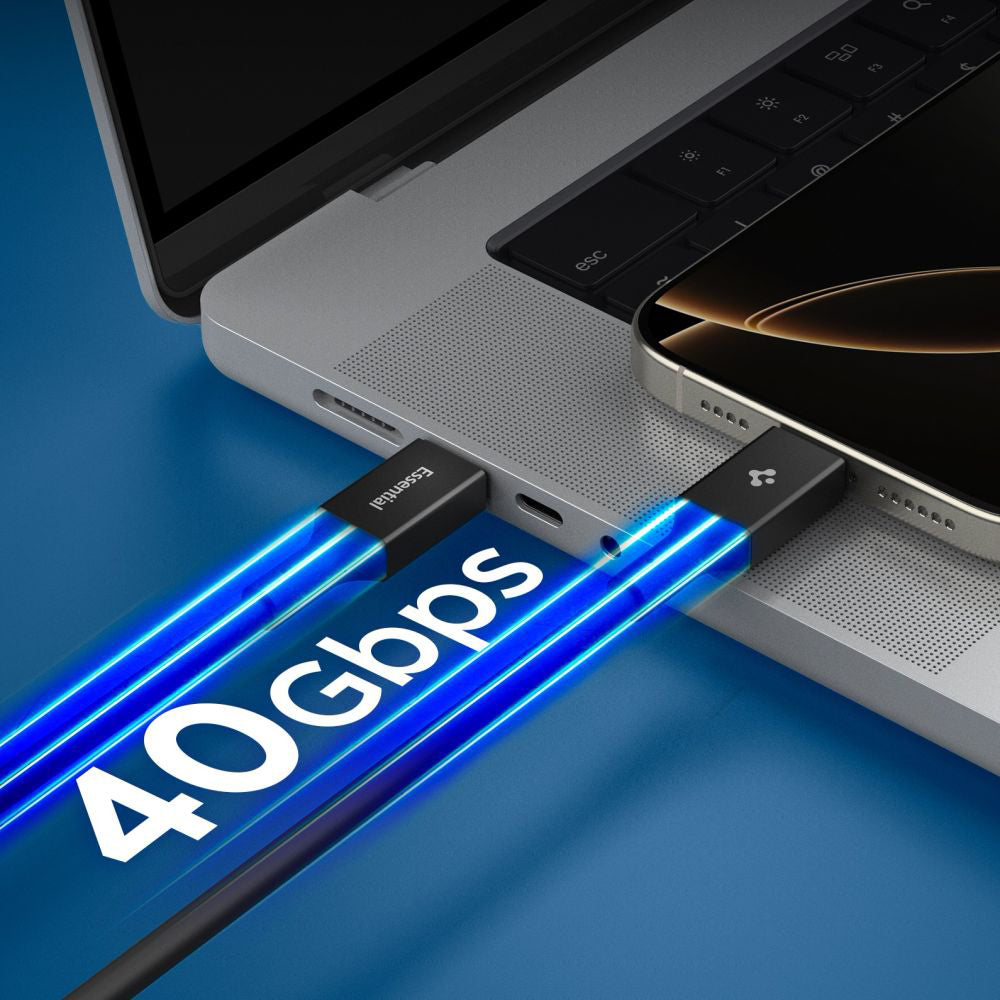 USB-C data- og ladekabel - USB-C Spigen EB24012CC, 240W, 1.2m, Svart