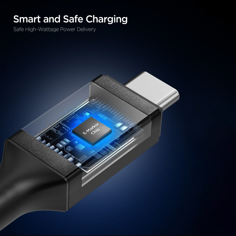 USB-C data- og ladekabel - USB-C Spigen EB24012CC, 240W, 1.2m, Svart