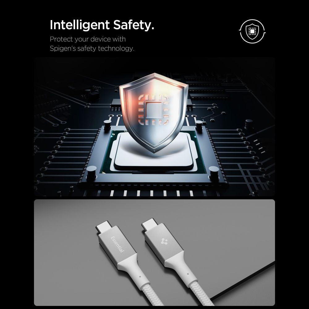 Data- og ladekabel USB-C - USB-C Spigen EB24015CC, 240W, 1.5m, Hvit ACA10422