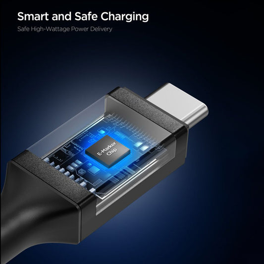 Data- og ladekabel USB-C - USB-C Spigen EB24015CC, 240W, 1.5m, Svart ACA10423
