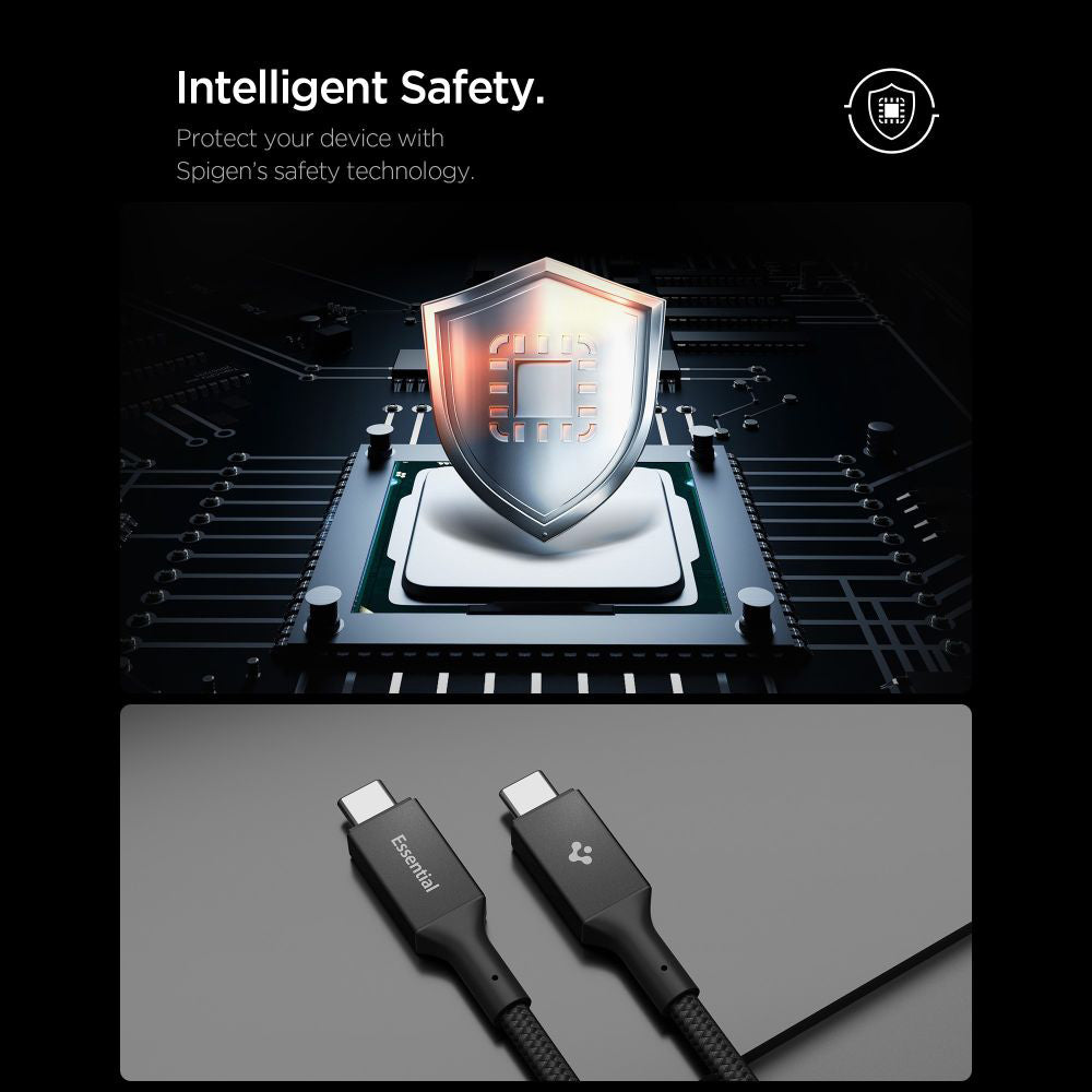 Data- og ladekabel USB-C - USB-C Spigen EB24015CC, 240W, 1.5m, Svart ACA10423