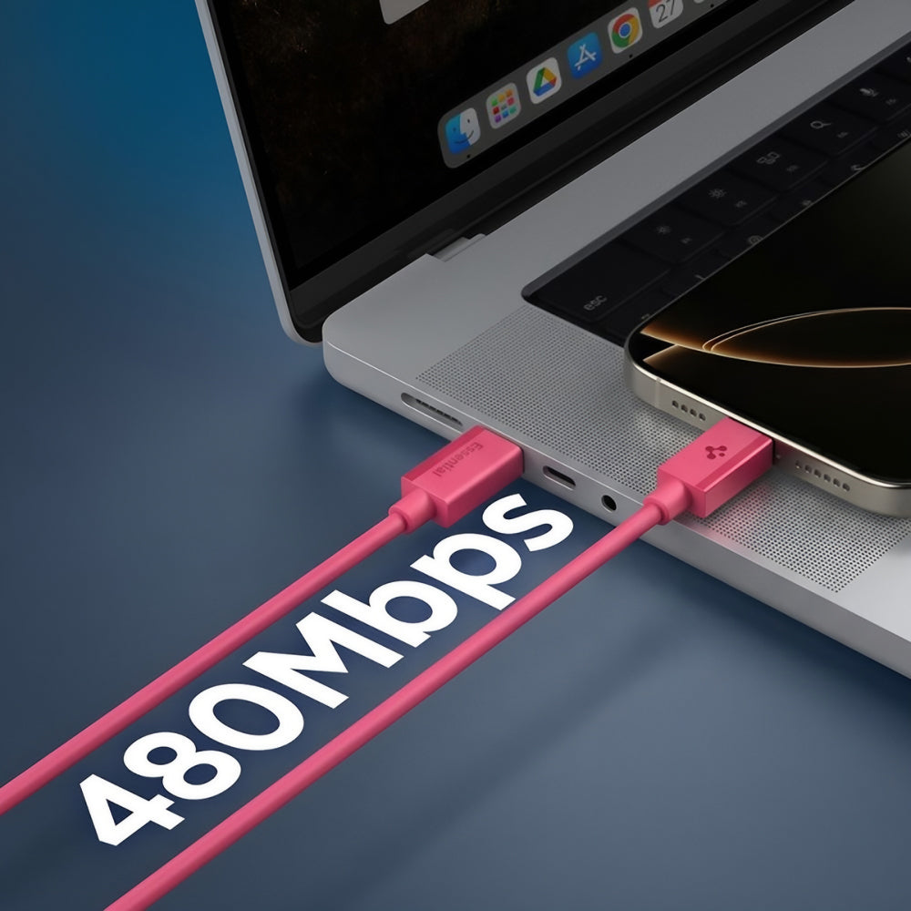 USB-C Data- og ladekabel - USB-C Spigen EB6010CC, 60W, 1m, Rosa ACA10414
