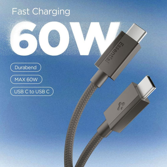USB-C Data- og ladekabel - USB-C Spigen EB6015CC, 60W, 1,5m, Grå ACA10418