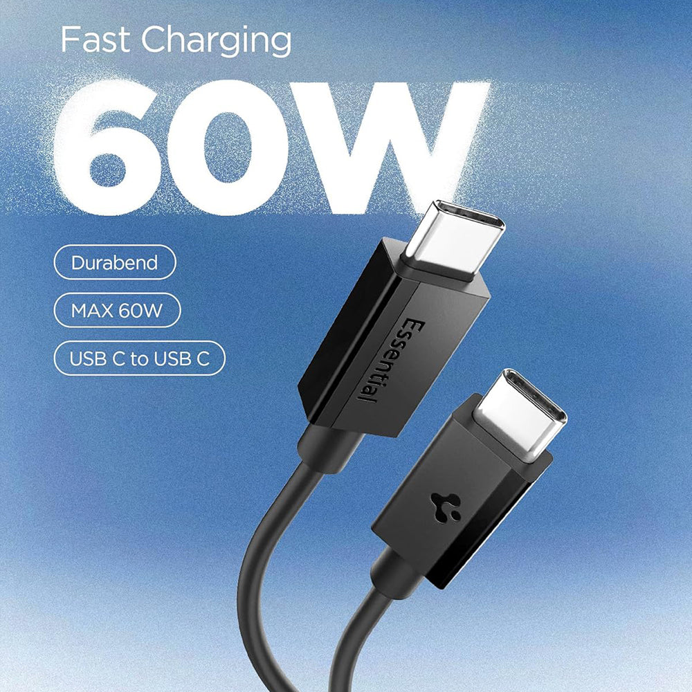 USB-C Data- og ladekabel - USB-C Spigen EB6015CC, 60W, 1,5m, svart ACA10417