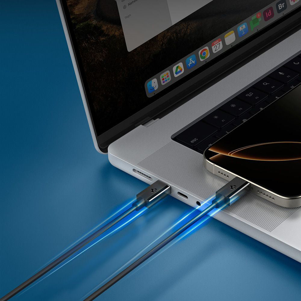 USB-C Data- og Ladekabel - USB-C Spigen Essential, 60W, 2m, Svart ACA08720