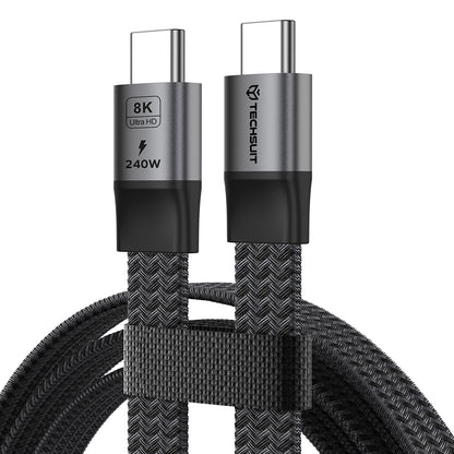 USB-C Data- og ladekabel - USB-C Techsuit ElysiumSync Pro CX1, 240W, 1m, Grå