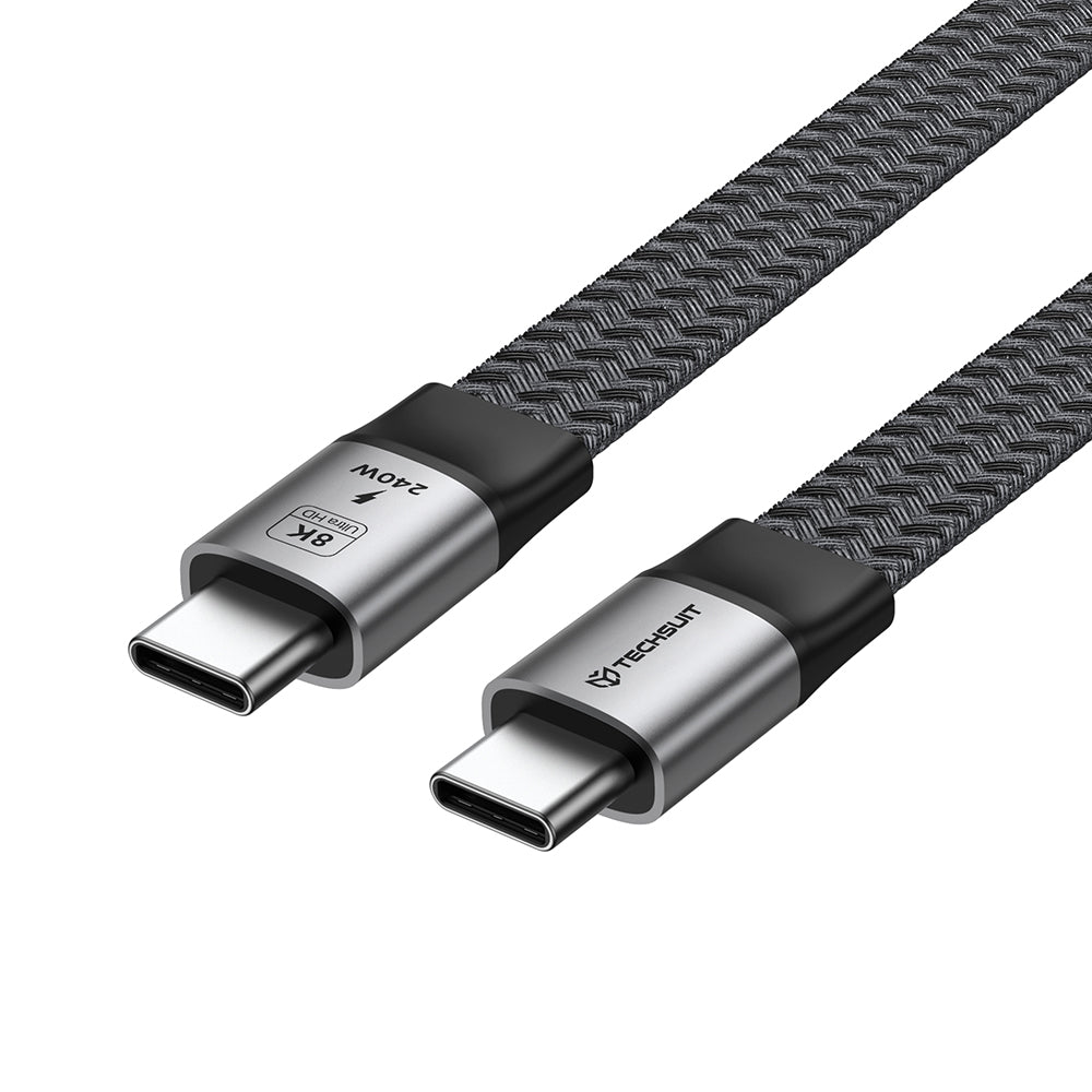 USB-C Data- og ladekabel - USB-C Techsuit ElysiumSync Pro CX1, 240W, 1m, Grå