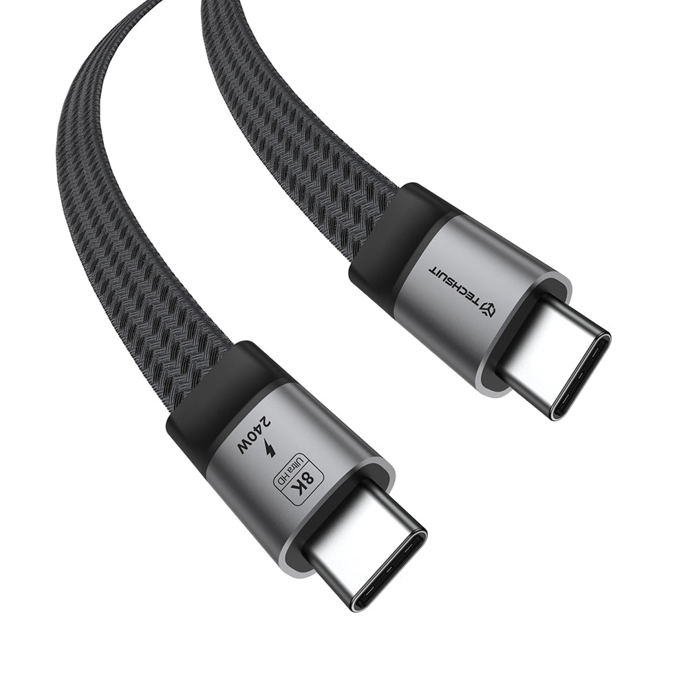 USB-C Data- og ladekabel - USB-C Techsuit ElysiumSync Pro CX1, 240W, 1m, Grå