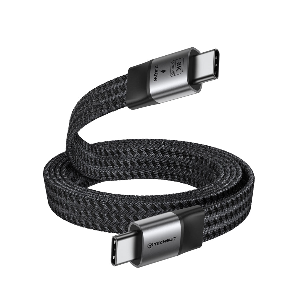 USB-C Data- og ladekabel - USB-C Techsuit ElysiumSync Pro CX1, 240W, 1m, Grå