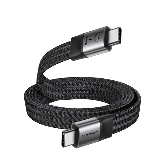 USB-C Data- og ladekabel - USB-C Techsuit ElysiumSync Pro CX1, 240W, 1m, Grå
