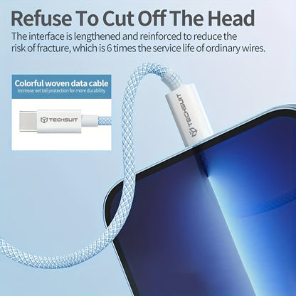 USB-C data- og ladekabel - USB-C Techsuit PCB114D, 60W, 1m, Blå