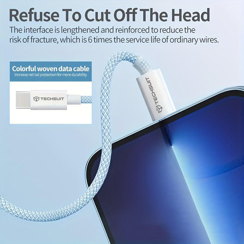 USB-C data- og ladekabel - USB-C Techsuit PCB114D, 60W, 1m, Grønn