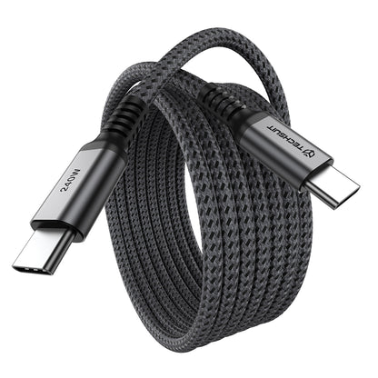 USB-C Data- og ladekabel - USB-C Techsuit TitanSync Pro CX2, 240W, 1m, Grå