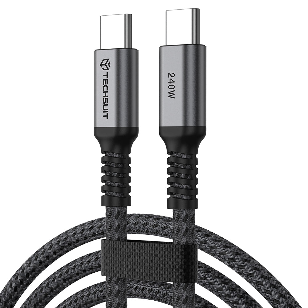 USB-C Data- og ladekabel - USB-C Techsuit TitanSync Pro CX2, 240W, 1m, Grå