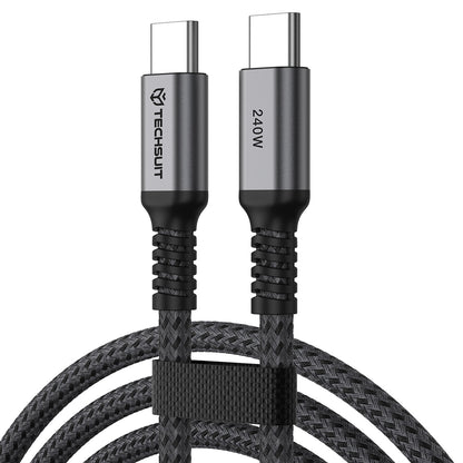 USB-C Data- og ladekabel - USB-C Techsuit TitanSync Pro CX2, 240W, 1m, Grå