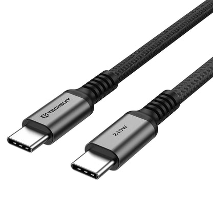 USB-C Data- og ladekabel - USB-C Techsuit TitanSync Pro CX2, 240W, 1m, Grå