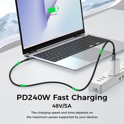 USB-C Data- og ladekabel - USB-C Techsuit TitanSync Pro CX2, 240W, 2m, Grå